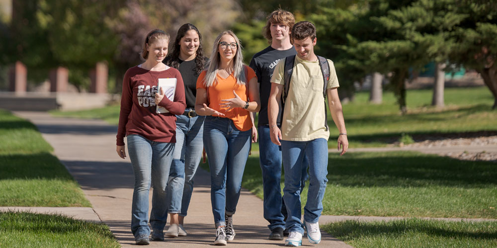 Students walking on campus