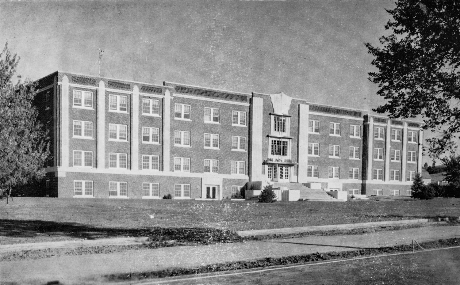 Three story brick residence hall
