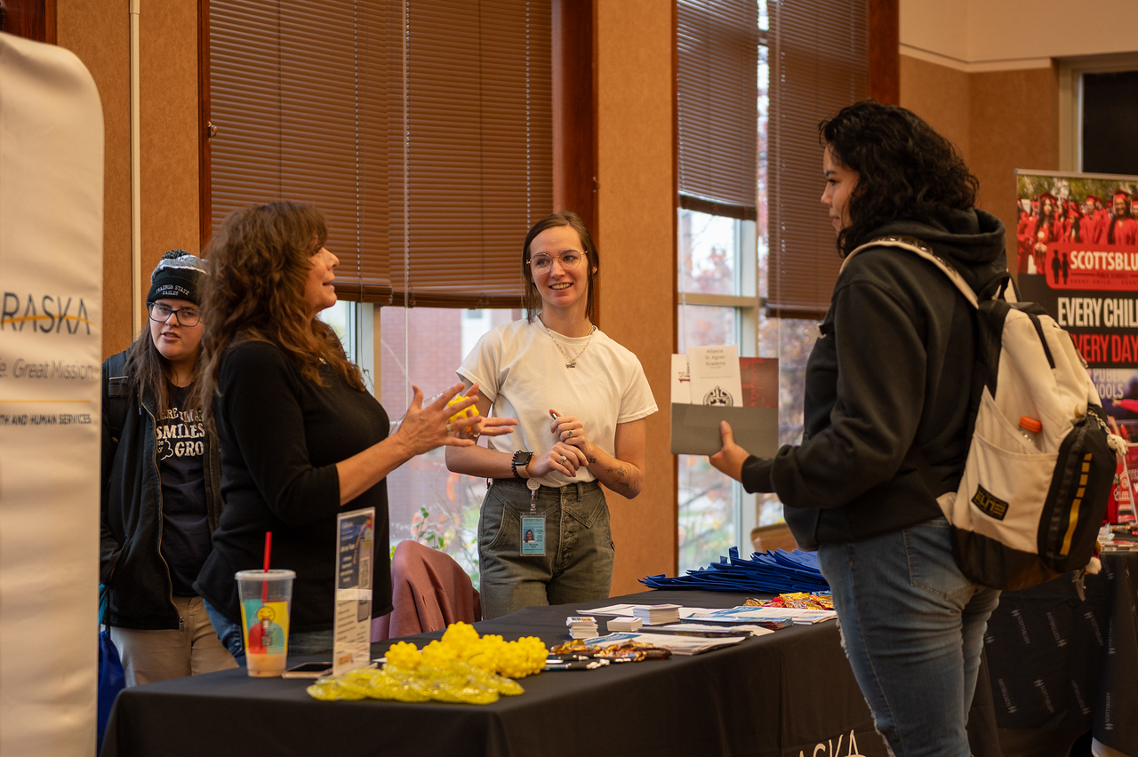 Meeting potential employers at the career fair