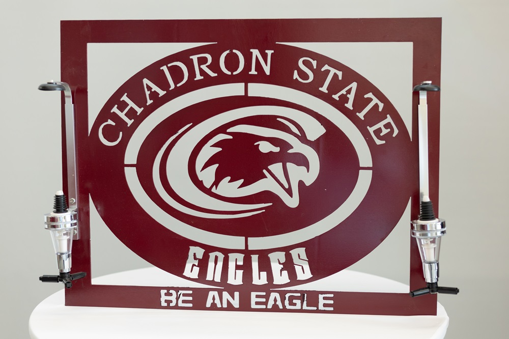 Chadron State Metal Eagle Design & Liquor Bottle Dispenser