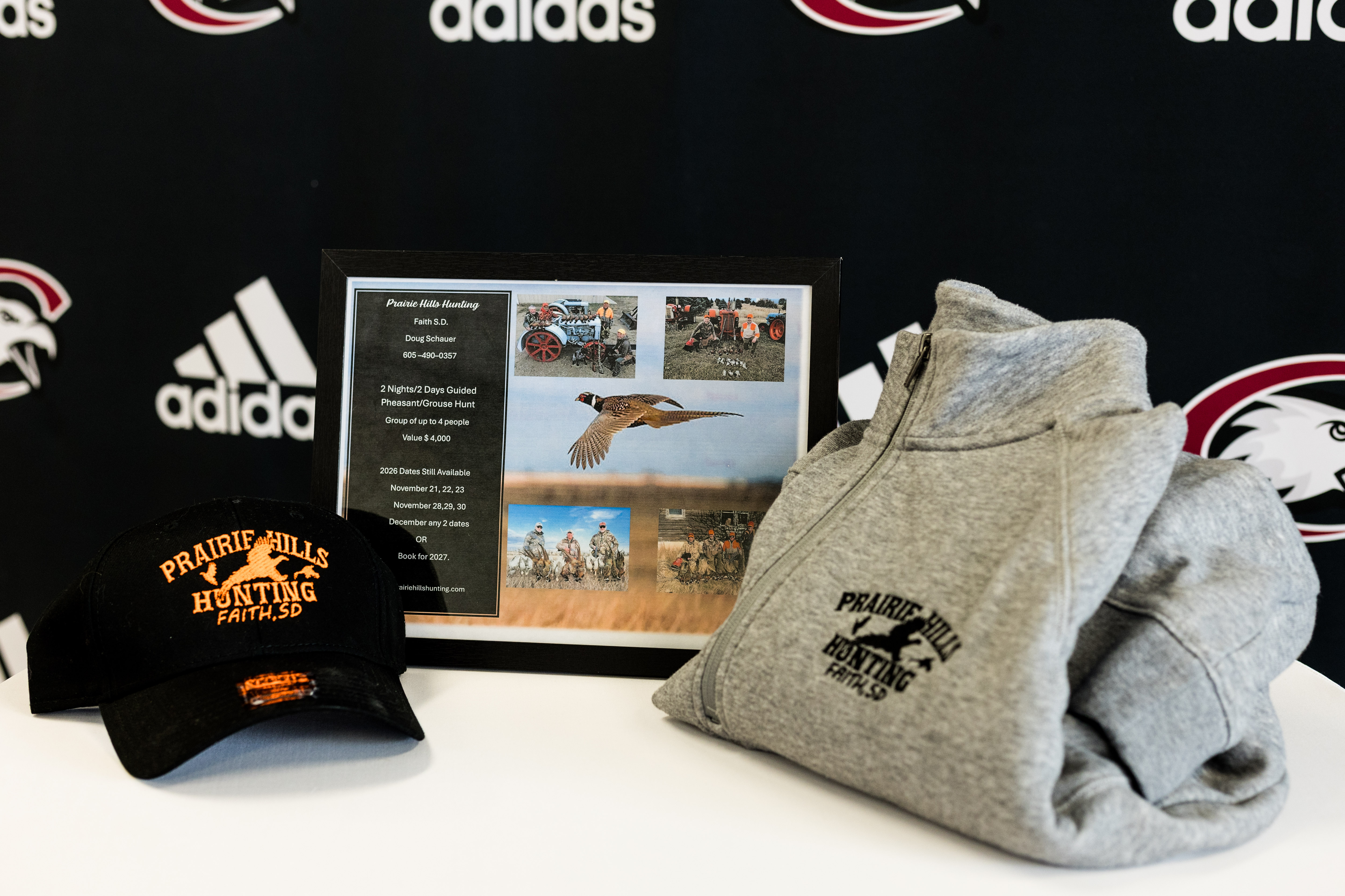 2-nights, two days, guided pheasant hunt in Faith, SD at Prairie Hills Hunting . XL Zip up and hat