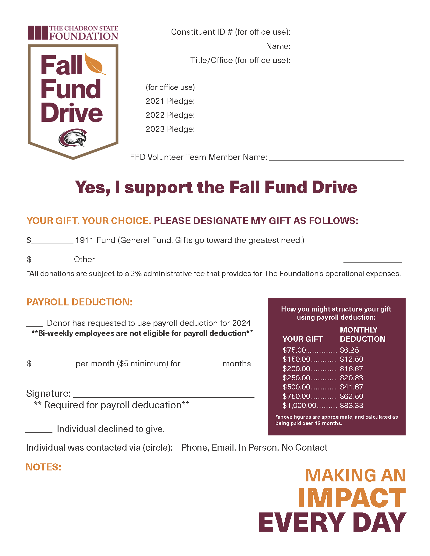 Click there to download a blank campus pledge sheet