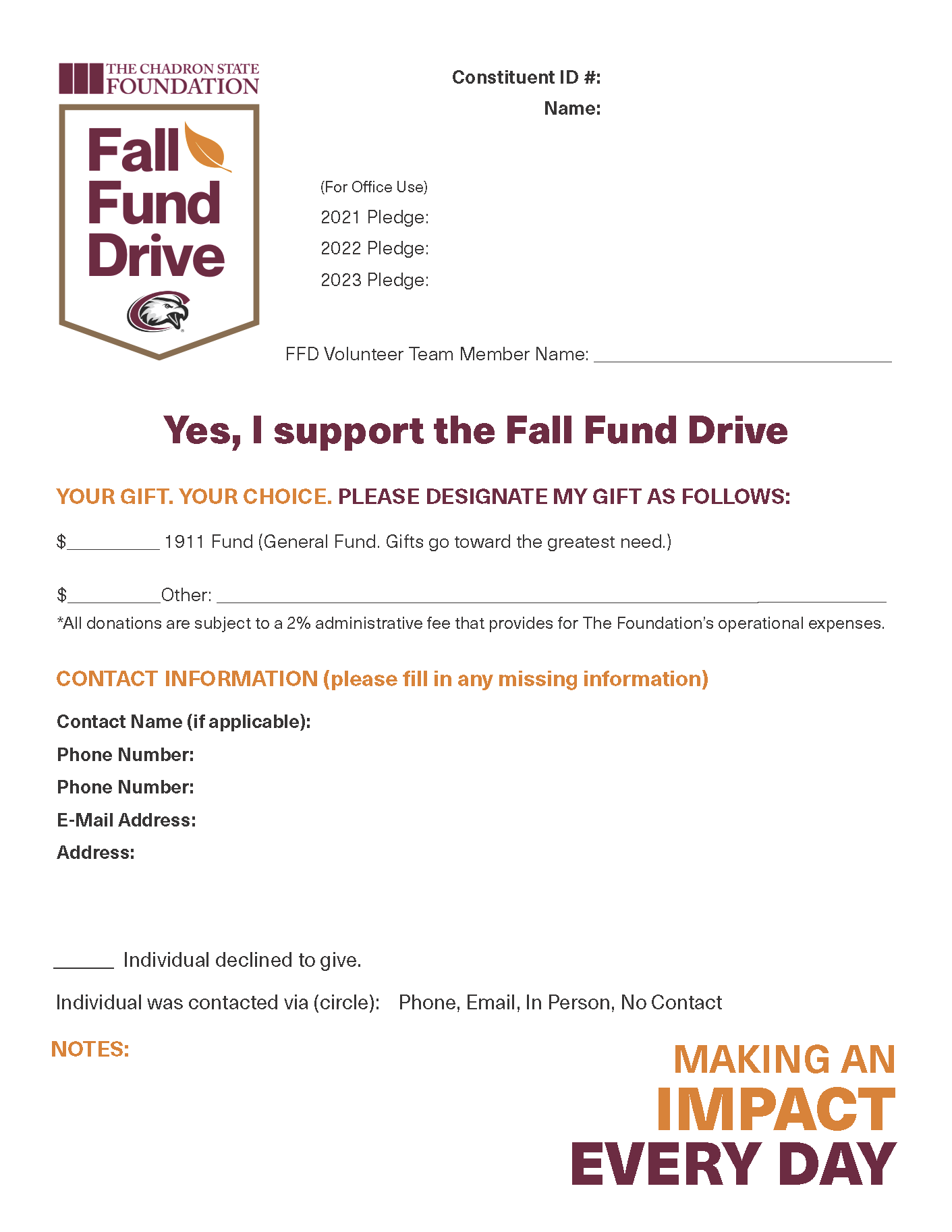 Click here to download a blank community pledge sheet