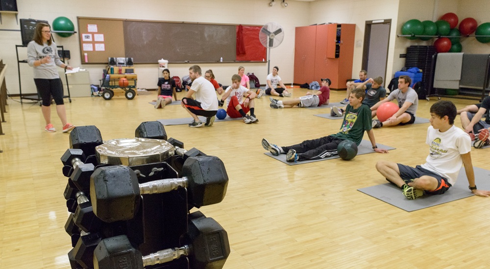 Students in a class about fitness
