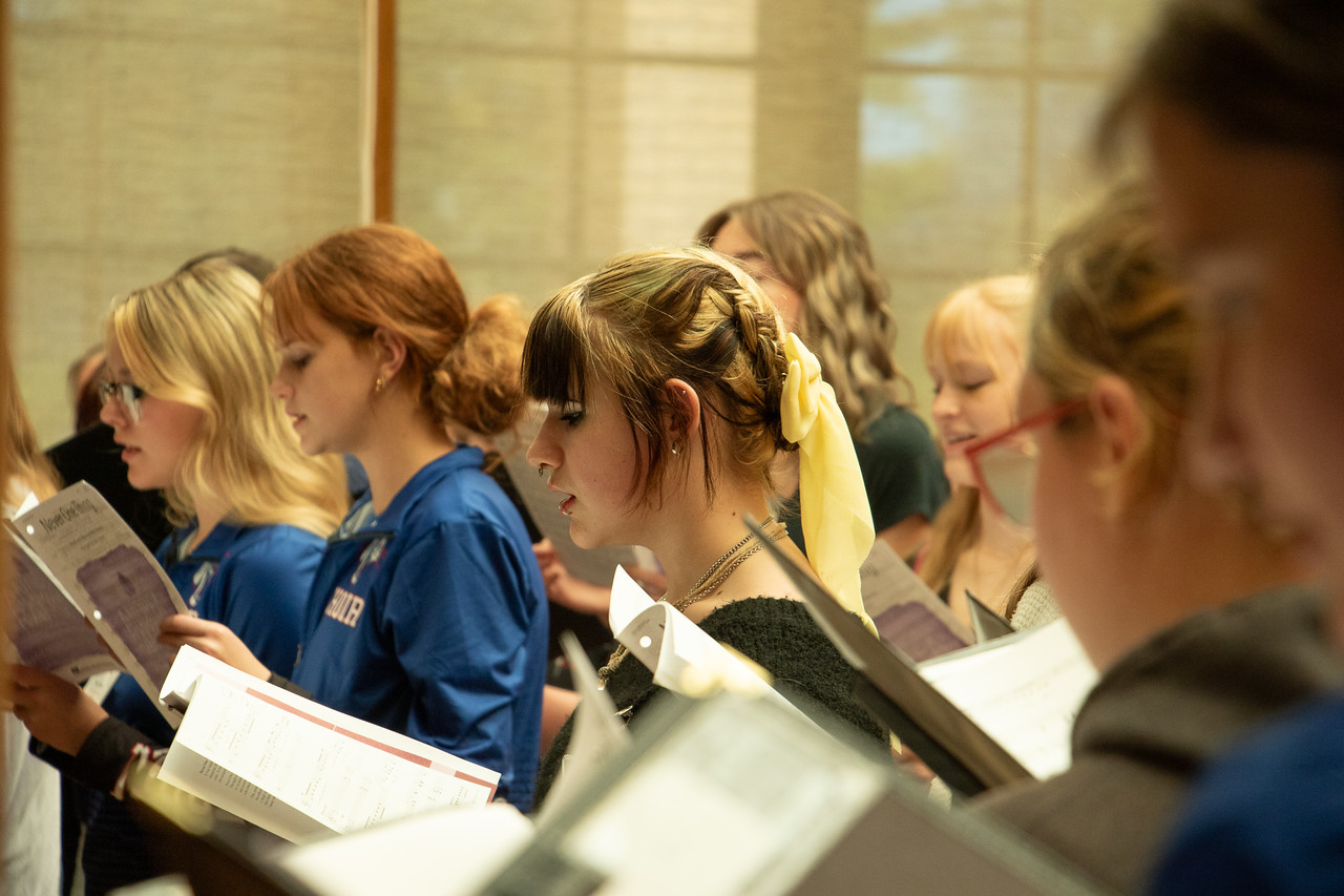 students singing