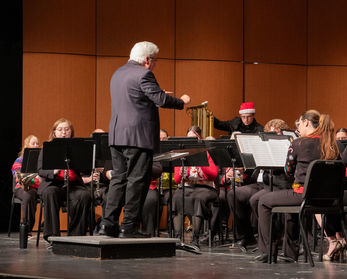 students playing instruments in band