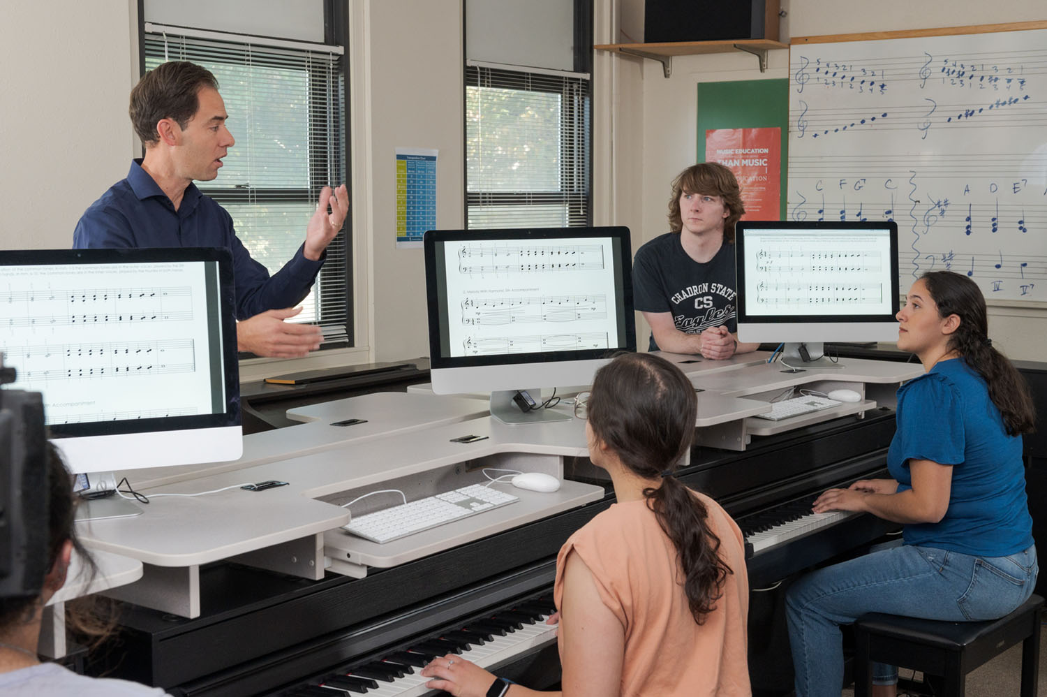 Students work in the piano lab