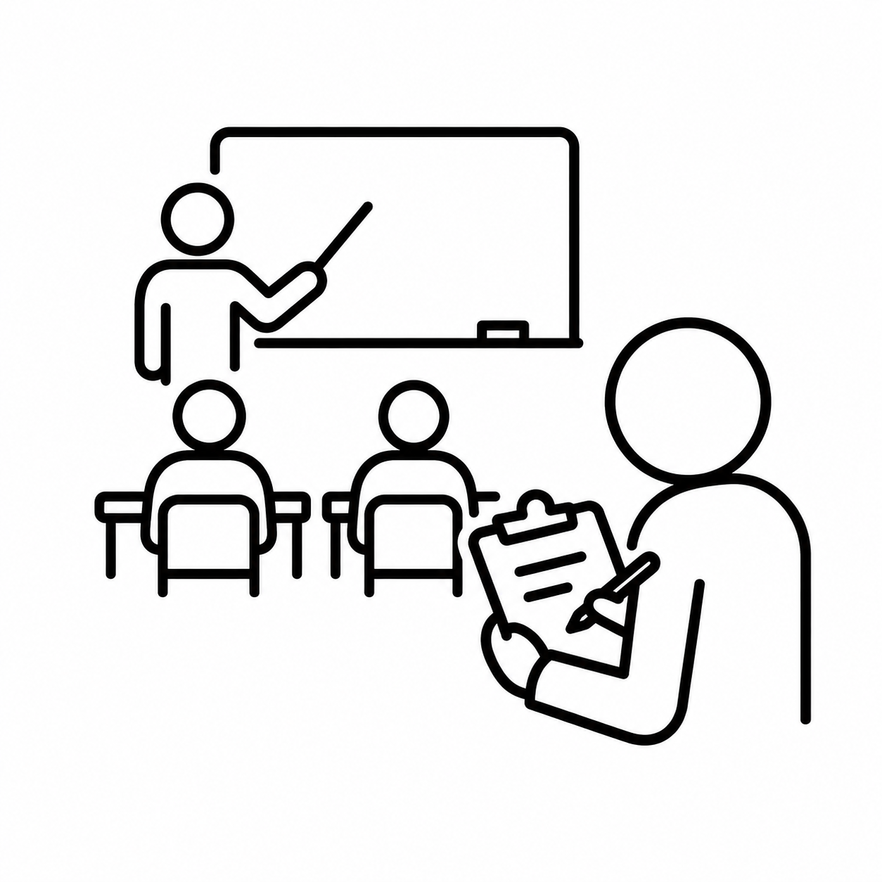 Classroom observation icon representing faculty observation, feedback, and reflective practice as part of the New Faculty Orientation program.