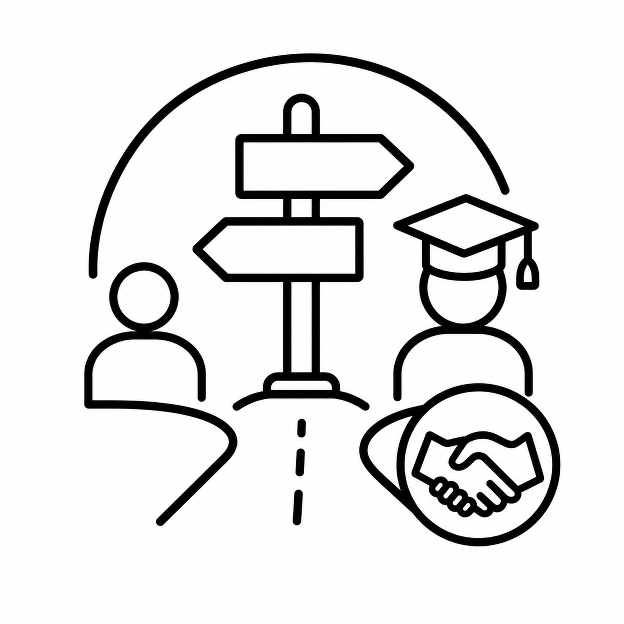 START Office icon representing academic advising, student guidance, resource referrals, and support for student success.
