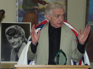 Ron Hull expresses his thanks after being presented the first 