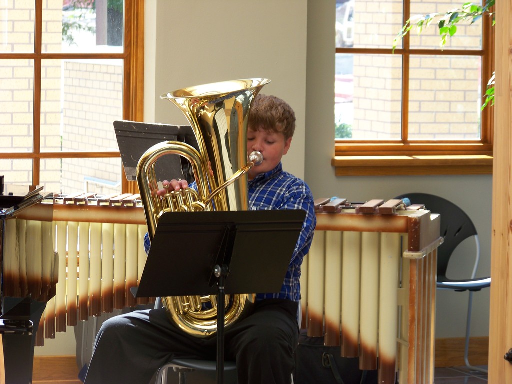 Devon Mitchell plays the tuba.