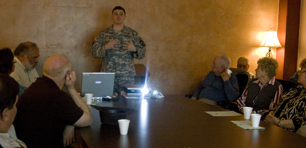 U.S. Army Capt. Logan Veath of Chadron addresses the Graves Lecture Series audience.
