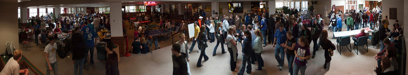 The Chadron State College Student Center bustles with activity during the 51st Scholastic Contest for high school students.