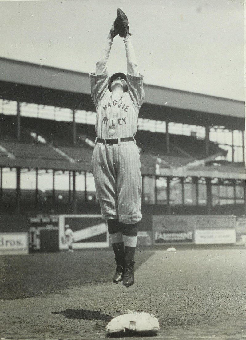 Maggie Riley, 1927, playing baseball.