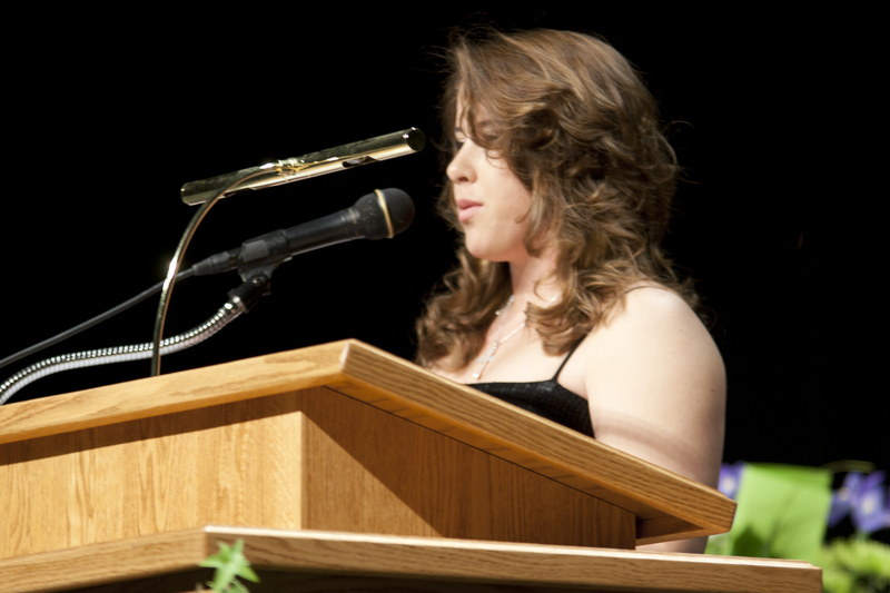 Jennifer Weiss speaks about Chadron State during her presentation.