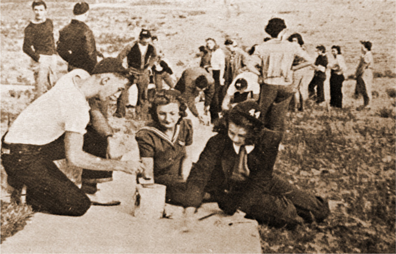 Painting the C has long been a tradition for Chadron State College students, as seen in this photo from the 1940s.