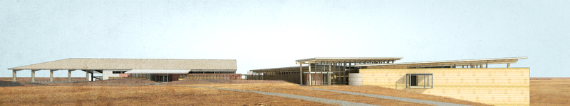 An architectural drawing of the planned Rangeland Complex.