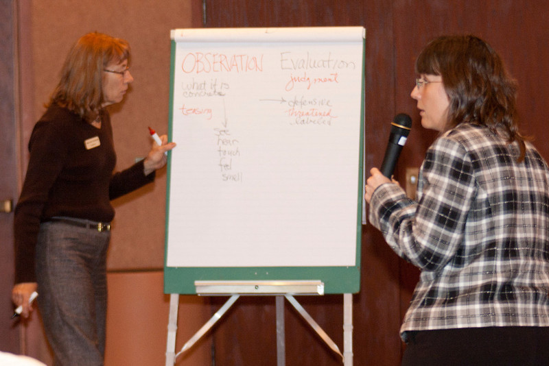 Civility Improvement Workshop facilitators Susan Martinez and Rae Ann Schmitz help workshop participants explore ways to alleviate bullying.
