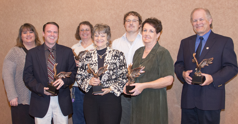Years of Service Honorees, 10 years -- Stefani VanVleet, Joel Hyer, Valinda Malone, Connie Frandson, Matt Evertson, Marie Eid-Stoddard, Phil Cary. (Photo by Justin Haag)