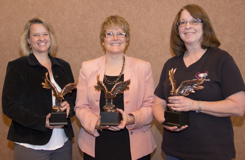 Years of Service Honorees, 20 years -- Wendy Waugh, Tena Cook and Elaine Wood. (Photo by Justin Haag)