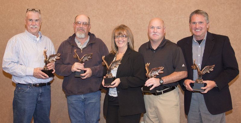 Years of Service Honorees, 25 years -- Richard Bird, Max Franey, Barb Limbach, Scott Ritzen and Brad Smith. (Photo by Justin Haag)