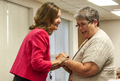 Mary Kay Mueller talks to Loretta Belknap