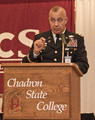 Tom Brewer speaks to audience