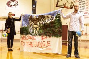 The War Eagles club received the Spirit award in the 2014 Homecoming Bed Sheet Poster Contest. (Miranda Wieczorek/ Chadron State College)