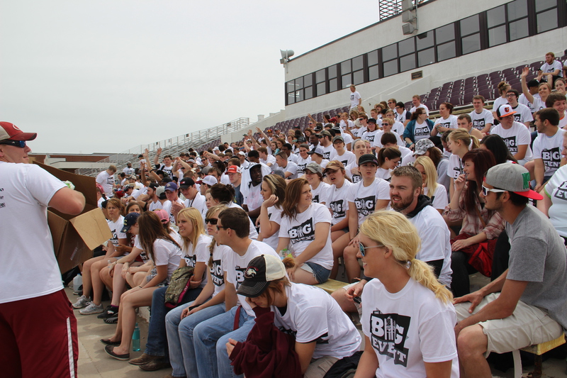 Don Beebe stadium filled with volunteers during The Big Event kickoff in 2014.