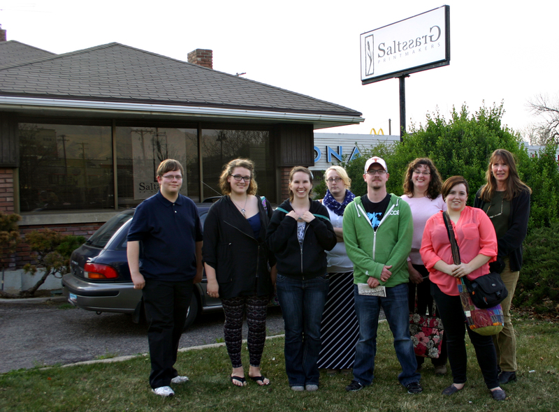 Chadron State College Art Guild members tour Saltgrass Printmakers in Salt Lake City, Utah.