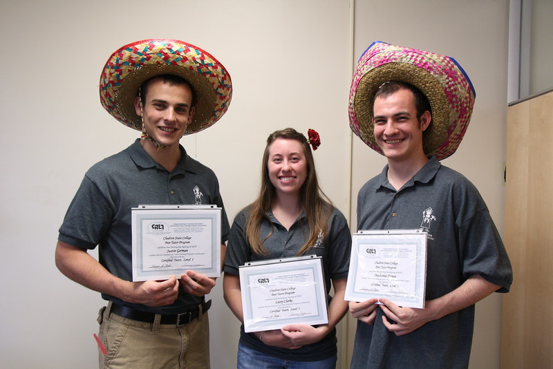 Certified tutors pose at the Learning Center's Cinco de May celebration in their honor.