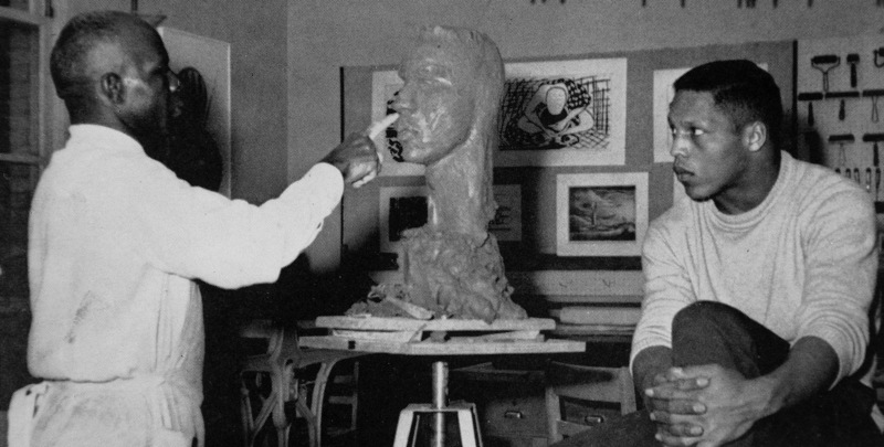 The late William Artis sculpts the likeness of Richard Hunt