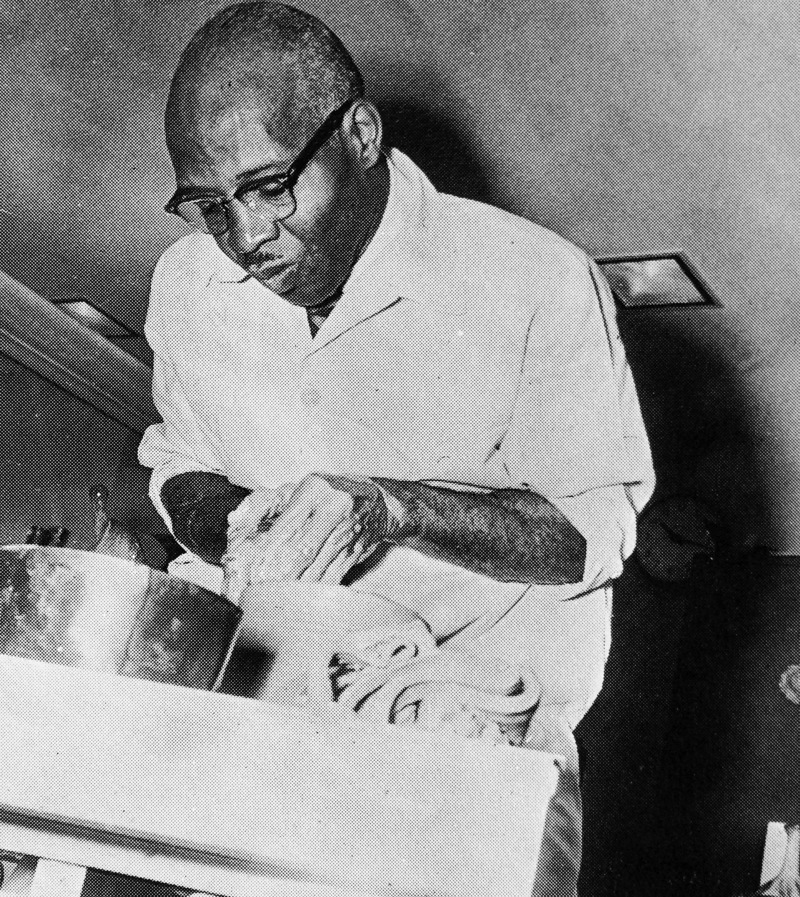 William Artis works with clay during his tenure as a Chadron State College faculty member.