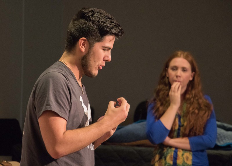 Jacob Tallabas performs a mock audition during Chadron State College Theatre Day