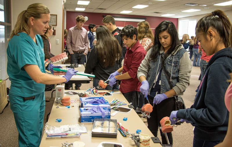 Regional high school students learn about dental health and dental hygiene.