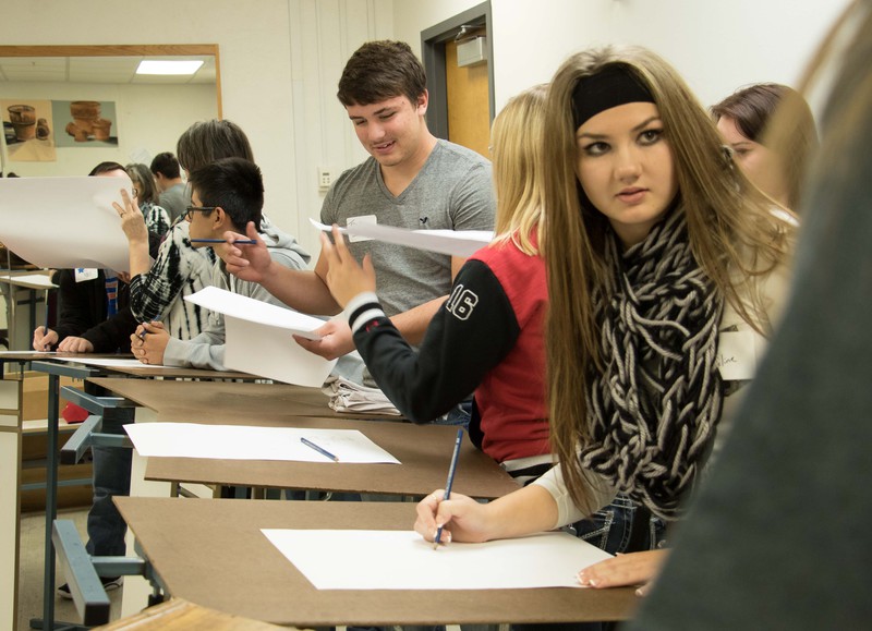 Madeline Rodenbaugh tries to draw her human subject.