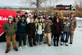 Students pose during an ice fishing trip