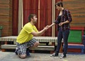 Two students rehearse the play