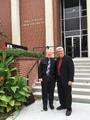 Dr. Jim Margetts and Dr. Michael Stephens pose following their performance of Stephens' piano and saxophone composition at the Nebraska Music Teachers Association conference in October 2017.