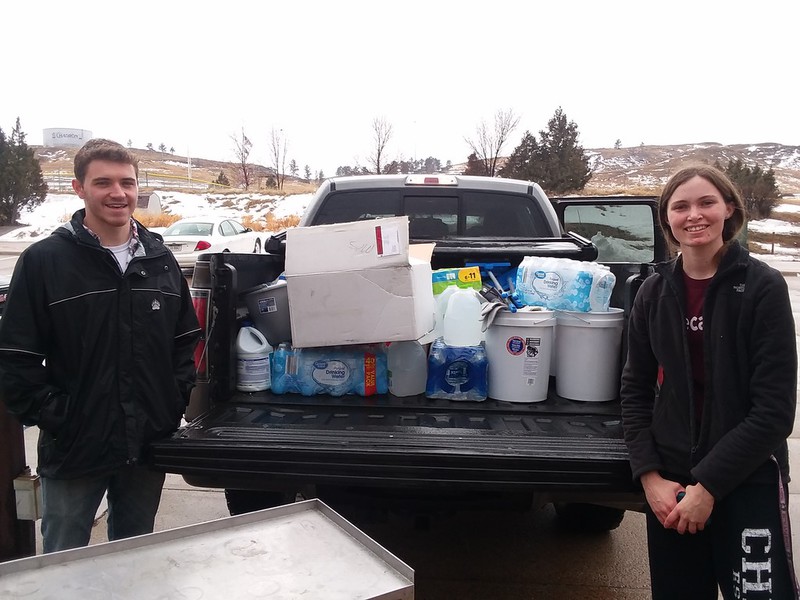 Chadron State College students Lance Stasinski of Crawford, Neb., left, and Brittany Soukup of O'Neill, Neb., pose Friday, March 15, 2019