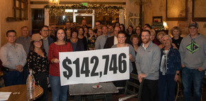 Volunteers with the Chadron State Foundation’s annual Fall Fund Drive celebrate the conclusion of the drive with pledges of $142,746 during a reception at the Bean Broker Nov. 5, 2019.