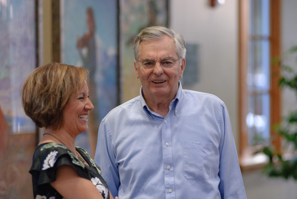 Rolland Dewing speaks to Karen Pope