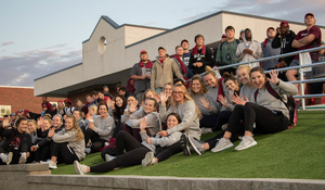 The CSC Volleyball Team poses for a picture during the Homecoming Football Game
