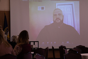 Tanner Sherlock speaks at CSC Social Work 435 virtual conference.