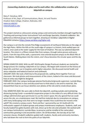 Information of more about the labyrinth and and why the project began.