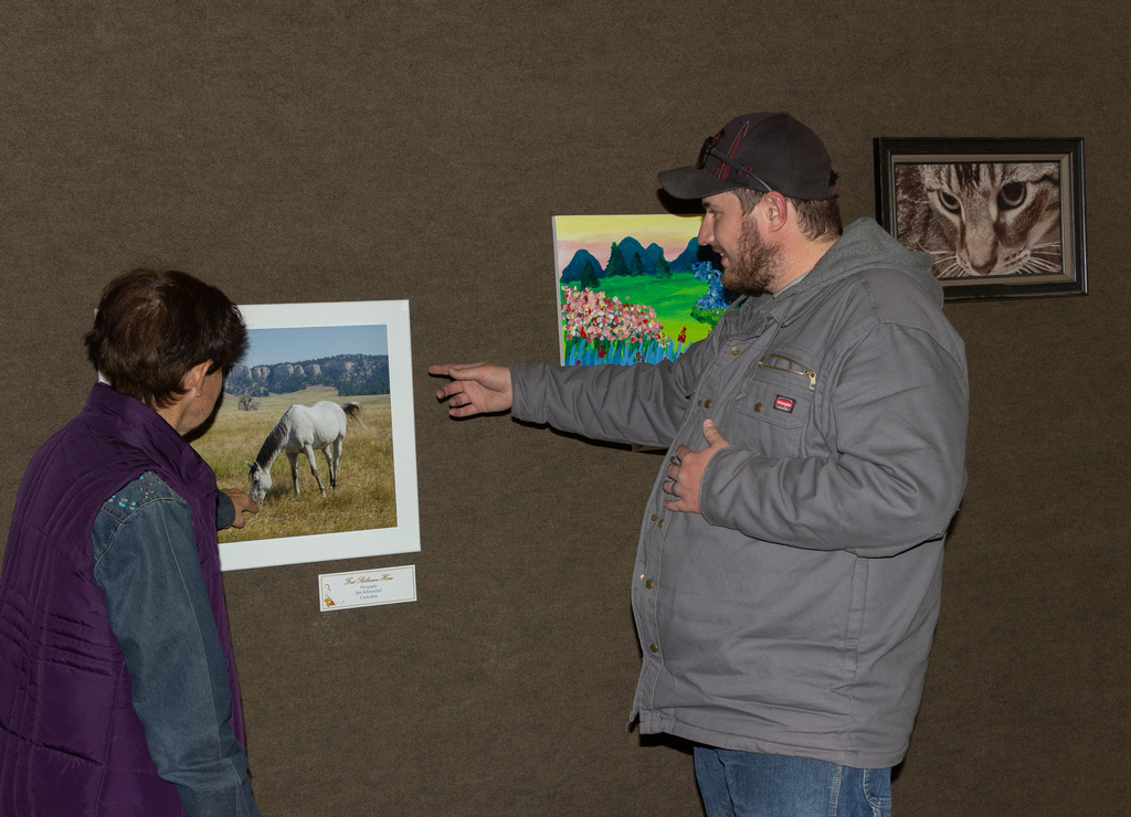 Two CSC students look at the art gallery in the Mari Sandoz High Plains Heritage Center