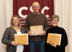 Dr. Wendy Waugh, Lorin Kuhnel, and Tena Cook pose with their awards.
