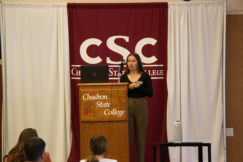Student making a presentation