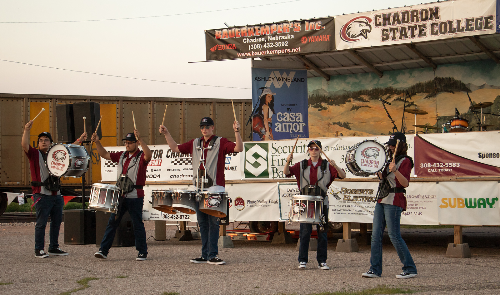 Drummers performing outside
