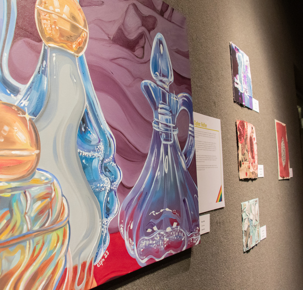 Paintings in a gallery